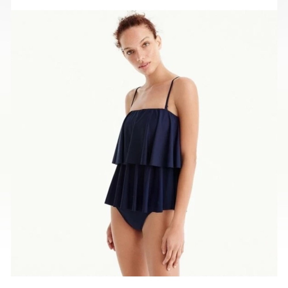 J.Crew Navy Ruffle One Piece Swimsuit Size 4 BNWT